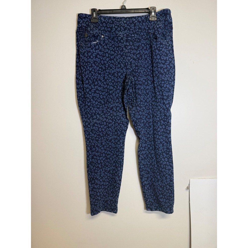 Belle by Kim Gravel Womens Blue Cheetah Print Pants size 16